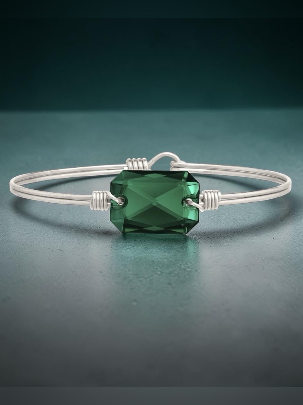 Luca + Danni Dylan Emerald Bangle Silver S/M NWT